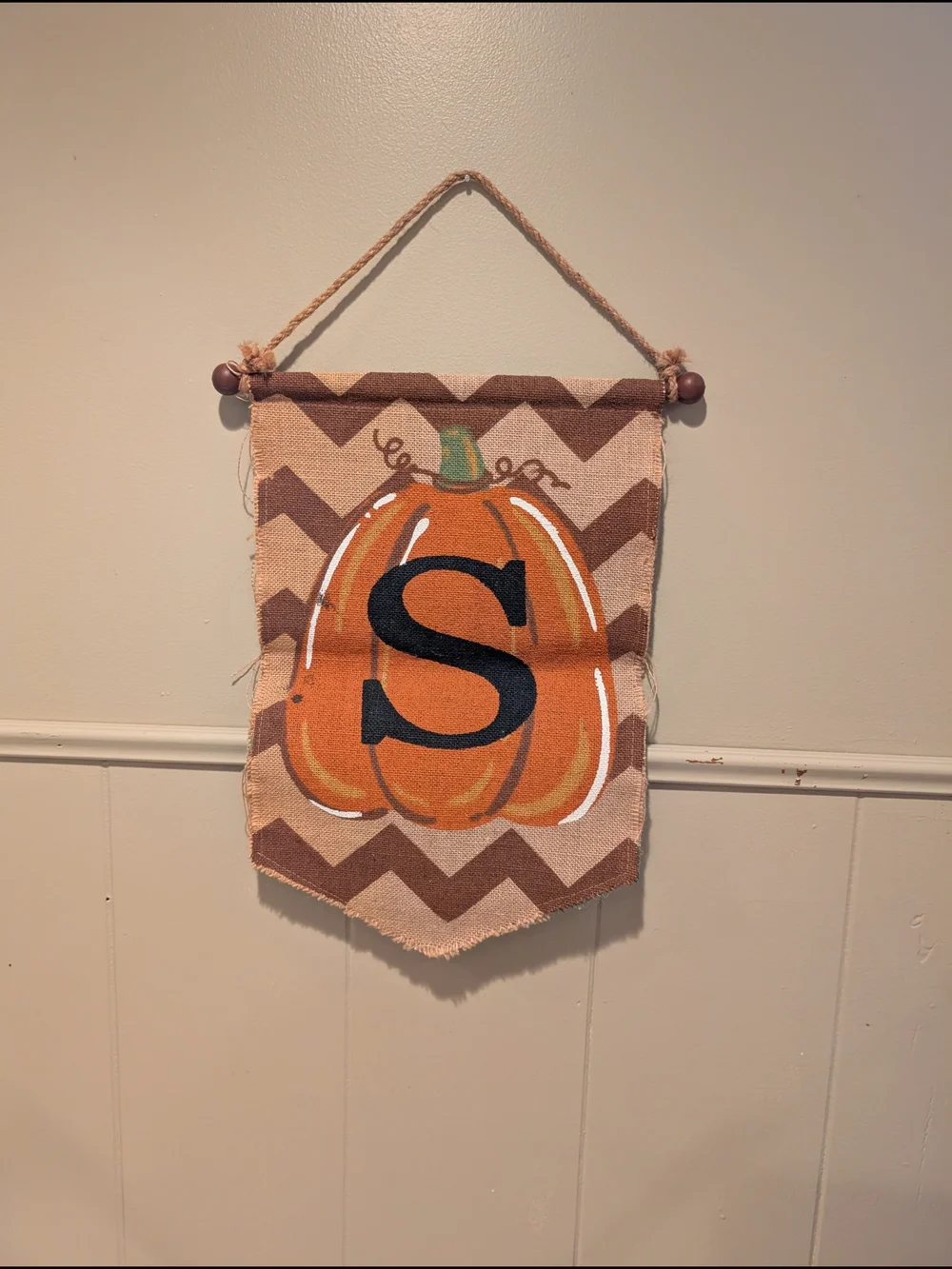 Monogram Pumpkin Burlap Wall Hanging - Orange S